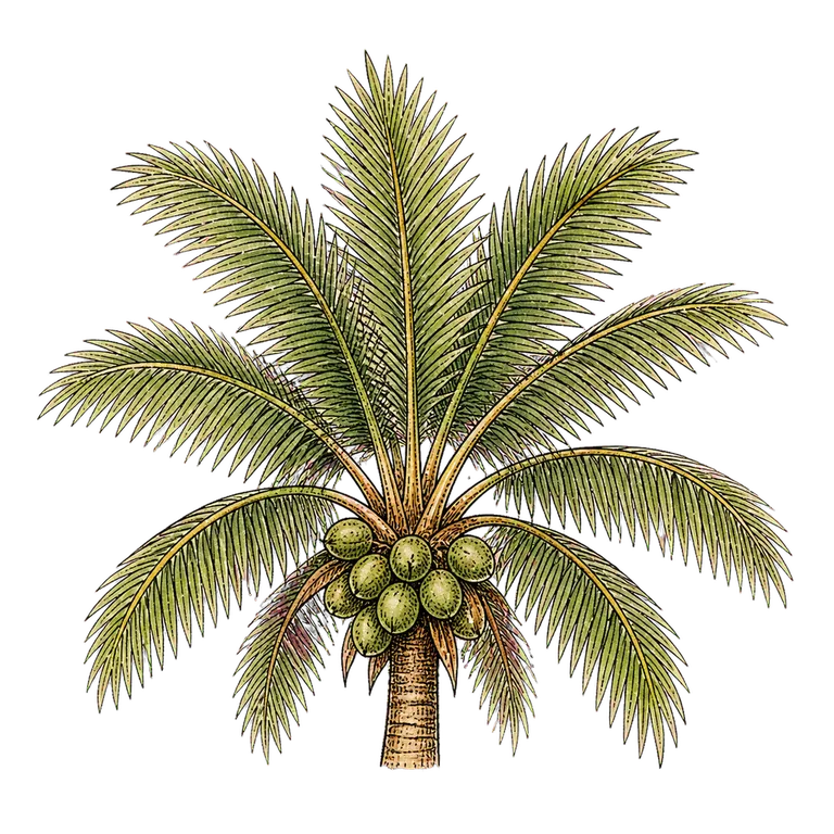 Field Ink identification plate of a coconut palm